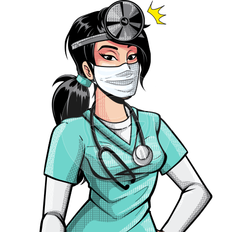 Pop Art Style Female Nurse Cartoon Character